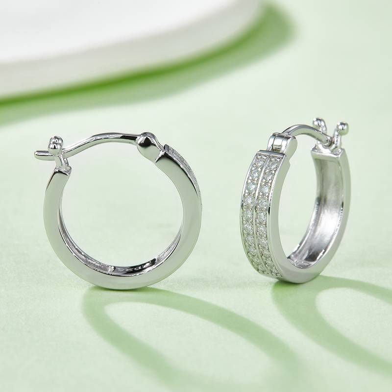 双排对半耳环S925银Moissanite厘石D级0.24ct